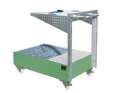 Bauer Fahrbare Auffangwanne 1450 x 119 x 800 mm Lochplattenwand LPW 200 4 resedagrün