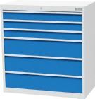 Bedrunka+Hirth Schubladenschrank 6 Schubladen 980 x 500 x 1019 mm lichtgrau blau