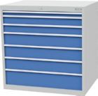Bedrunka+Hirth Schubladenschrank 7 blaue Schubladen Tiefe 736 mm Breite 1005 mm