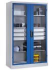 Bedrunka+Hirth Flügeltürenschrank Schubladenblock Sichtfenster 930 x 600 x 1950 mm