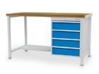 Bedrunka+Hirth Kastenwerkbank mit Stahlfachboden und 4 Schubladen 2000 x 750 x 959 mm