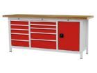 Bedrunka+Hirth Kastenwerkbank bis 1000 kg Last 10 Schubladen 1 Tür 2000 x 600 x 859 mm