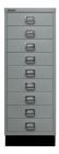 Bisley Home 9 fach Schubladenschrank 39er Serie mit Sockel H940 mm silber