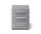 Bisley Rollcontainer Note mit Griff 3 Schubladen silber H495 x B420 x T565 mm