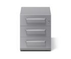 Bisley Rollcontainer Note mit Griff 3 Schubladen silber H 495 x B 420 x T 775 mm