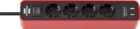 Brennenstuhl Ecolor Steckdosenleiste 4 fach mit 2 USB Ladebuchsen rot schwarz