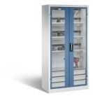 C+P Akkuladeschrank Serie 89 Comfort 1950 x 930 x 500 mm lichtgrau fernblau