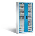 C+P Akkuladeschrank Serie 89 Comfort 1950 x 930 x 500 mm lichtgrau lichtblau