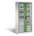 C+P Akkuladeschrank Serie 89 Comfort 1950 x 930 x 500 mm lichtgrau resedagrün