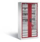 C+P Akkuladeschrank Serie 89 Comfort 1950 x 930 x 500 mm lichtgrau rubinrot
