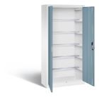 C+P Drehtürenschrank Acurado mit 6 Pendelstangen horizontblau 930 x 400 x 1950 mm