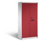 C+P Feuergeschützter Flügeltürenschrank Certos 1950 x 930 x 500 mm lichtgrau rubinro