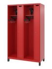 C+P Feuerwehrspind Kombi 4 Abteile für 2 Personen feuerrot 1200 x 500 x 1950 mm