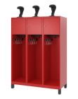 C+P Stahl Feuerwehrspind Yougster 3 Abteile in feuerrot 1200 x 500 x 1530 mm