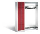 C+P Garderobe Serie 8070 mit Fächerschrank in rubinrot 1410 x 480 x 1950 mm