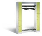 C+P Freistehende Garderobe mit Fächer Serie 8070 viridingrün 1430 x 480 x 1950 mm