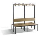 C+P Garderobenbank 2-seitig Feuchtraum 1650 x 1500 x 760 mm schwarzgrau HPL eich
