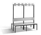 C+P Garderobenbank 2-seitig Feuchtraum 1650 x 1500 x 760 mm schwarzgrau HPL grau
