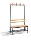 C+P Garderobenbank mit Doppelhaken schwarzgrau 1000 x 400 x 1650 mm