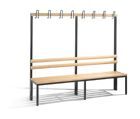 C+P Garderobenbank mit Rückenlehne schwarzgrau 1960 x 400 x 1650 mm