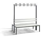C+P Garderobenbank 2 seitig mit Haken schwarzgrau lichtgrau 1500 x 750 x 1650 mm