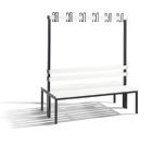 C+P Garderobenbank 2 seitig Lamellen in reinweiß 1500 x 750 x 1650 mm