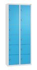 C+P Kleingefachschrank 12 schmale Fächer grau lichtblau 460 x 200 x 1130 mm