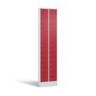 C+P Kleingefachschrank Serie 8170 30 Fächer 1950 x 460 x 200 mm lichtgrau rubinrot
