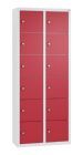 C+P Kleingefachschrank 12 schmale Fächer rubinrot grau 460 x 200 x 1130 mm