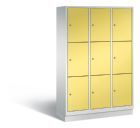 C+P Schließfachschrank Classic 9 Fächer 1800 x 1200 x 500 mm lichtgrau gelb
