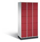 C+P Schließfachschrank Intro 15 Fächer 1950 x 920 x 490 mm lichtgrau rubinrot
