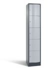 C+P Schließfachschrank Resisto aus Stahl 5 Fächer grau weißalu 396 x 540 x 1950 mm