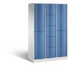 C+P Schließfachschrank Resisto 9 Fächer 1950 x 1148 x 540 mm lichtgrau fernblau
