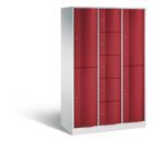 C+P Schließfachschrank Resisto 9 Fächer 1950 x 1148 x 540 mm lichtgrau rubinrot