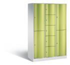 C+P Schließfachschrank Resisto 9 Fächer 1950 x 1148 x 540 mm lichtgrau viridingrün