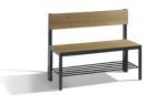 C+P Sitzbank mit Rückenlehne schwarzgrau HPL Eiche 1000 x 407 x 796 mm