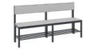 C+P Sitzbank mit Lehne für Feuchtraum HPL grau 1500 x 407 x 796 mm