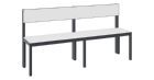 C+P Sitzbank mit Rückenlehne für Feuchtraum schwarzgrau HPL weiß 1500 x 407 x 796 mm