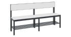 C+P Sitzbank mit Rückenlehne für Feuchtraum schwarzgrau HPL weiß 1500 x 407 x 796 mm