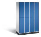 C+P Spind doppelstöckig Intro 4 Abteile 1950 x 1220 x 490 mm lichtgrau enzianblau