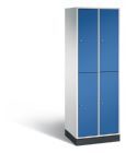 C+P Spind doppelstöckig Intro 4 Fächer enzianblau 620 x 490 x 1950 mm