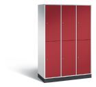 C+P Garderobenspind doppelstöckig Intro 1950 x 1220 x 490 mm lichtgrau rubinrot