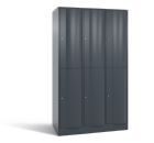 C+P Garderobenspind doppelstöckig Resisto 3 Abteile 1950 x 1148 x 640 mm anthrazit