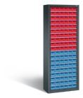 C+P Großes Stahlregal Serie 13 mit 114 Lagerkästen anthrazit 700 x 300 x 1980 mm