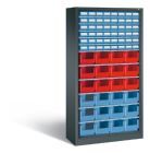 C+P Großes Stahlregal Serie 13 mit 72 Lagerkästen anthrazit 1000 x 420 x 1980 mm