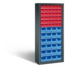C+P Stahlregal mit Rückwand Serie 13 mit 60 Kästen anthrazit 700 x 300 x 1690 mm