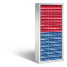 C+P Stahlregal Serie 13 mit 96 Sichtlagerkästen hellgrau 700 x 300 x 1690 mm