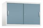 C+P Schiebetürenschrank mit Leichtlaufrollen weiß horizontblau 1200 x 400 x 790 mm