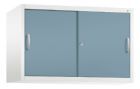 C+P Schiebetürenschrank mit Türen auf Leichtlaufrollen blau 1200 x 500 x 790 mm