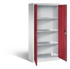C+P Umweltschrank mit 4 Stahlwannen rubinrot 930 x 500 x 1950 mm